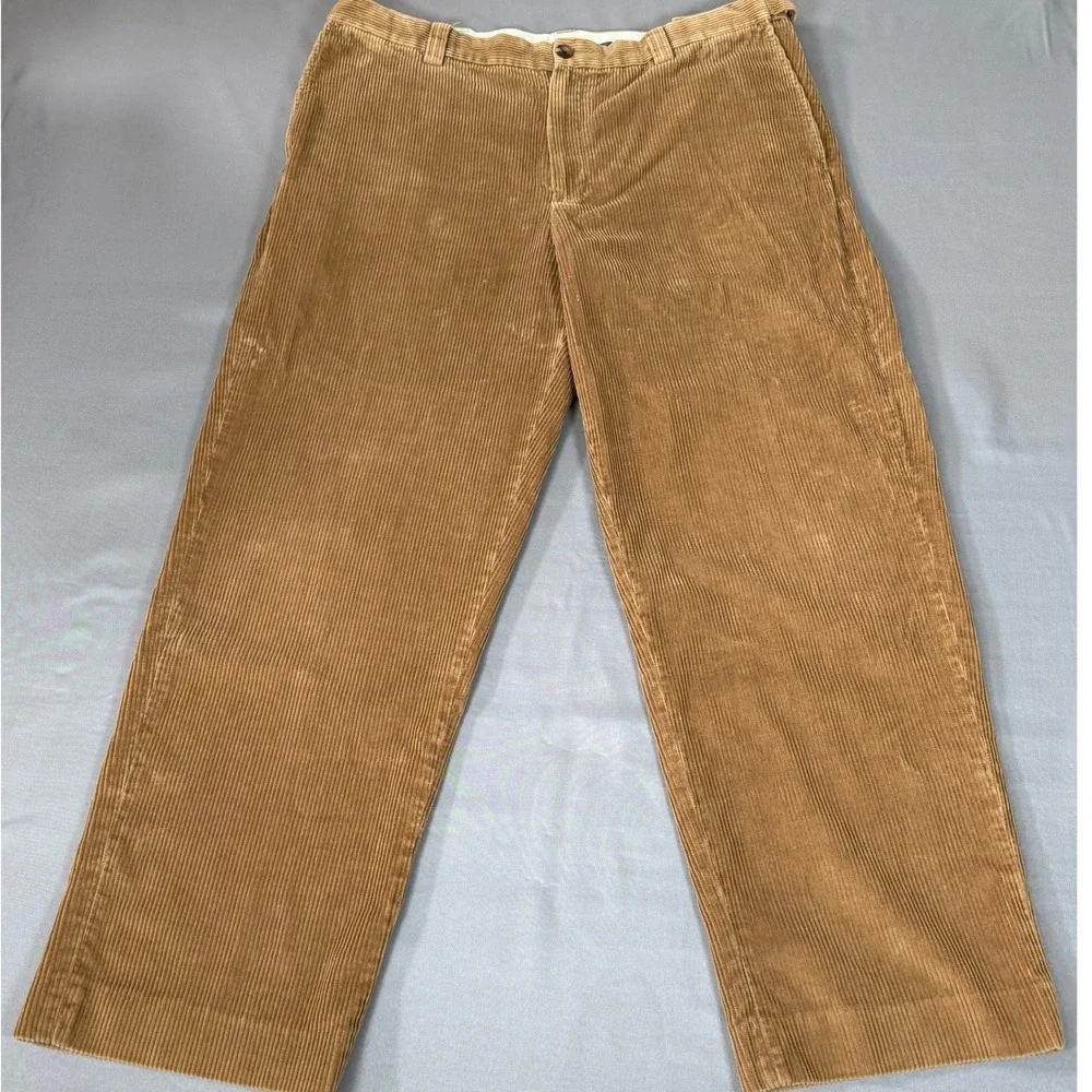 L.L.Bean Corduroy Pants Mens 35 Tan Excellent Comfort Waist Wide Wale Cotton